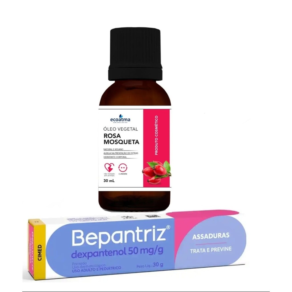 Óleo de Rosa Mosqueta + Bepanthen: Regeneração Natural para Pele e Cabelos