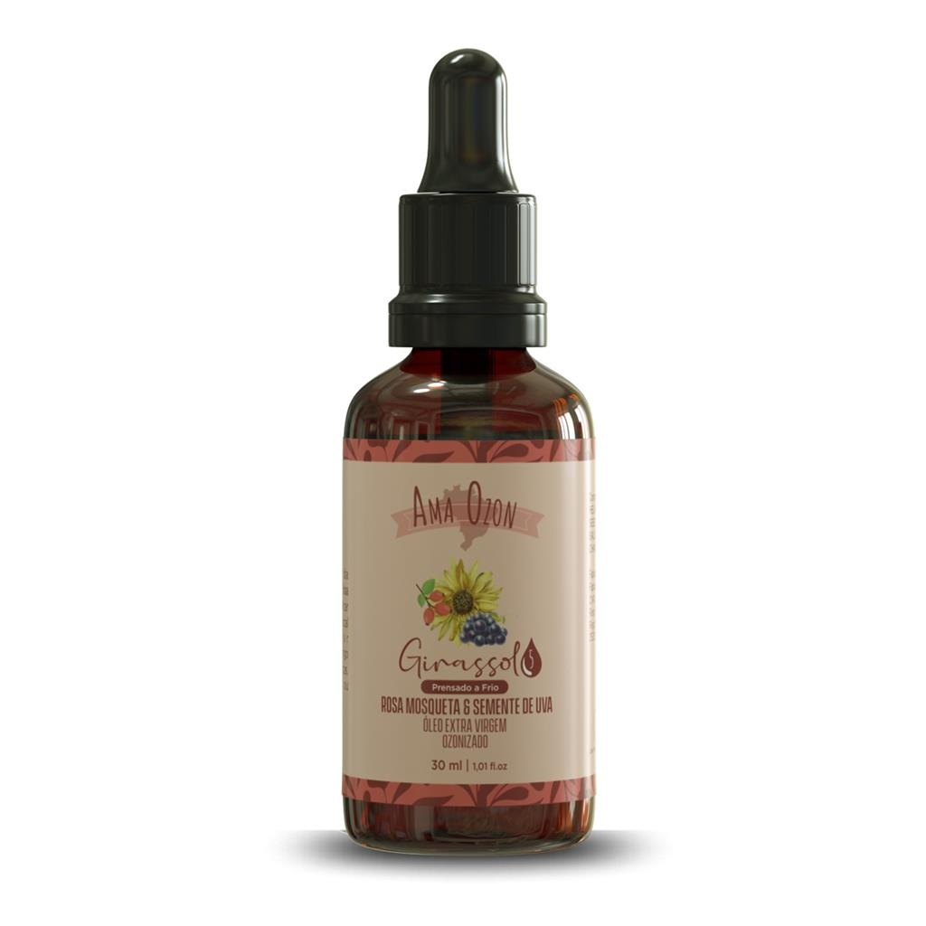 Óleo Ozonizado de Rosa Mosqueta e Uva: Clareador de Manchas e Anti-Rugas 30ml