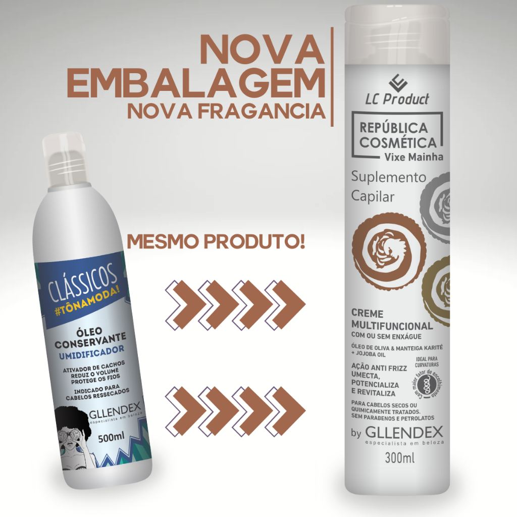 Óleo Umidificador Gllendex 300ml: Define Cachos e Evita Arrepiado