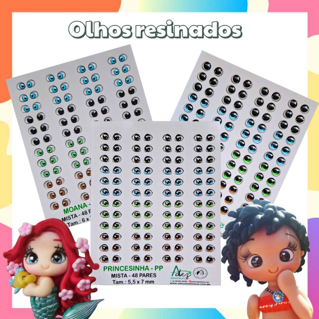 Olhos Resinados para Biscuit: Crie Obras de Arte com Tamanhos e Cores Exclusivas!