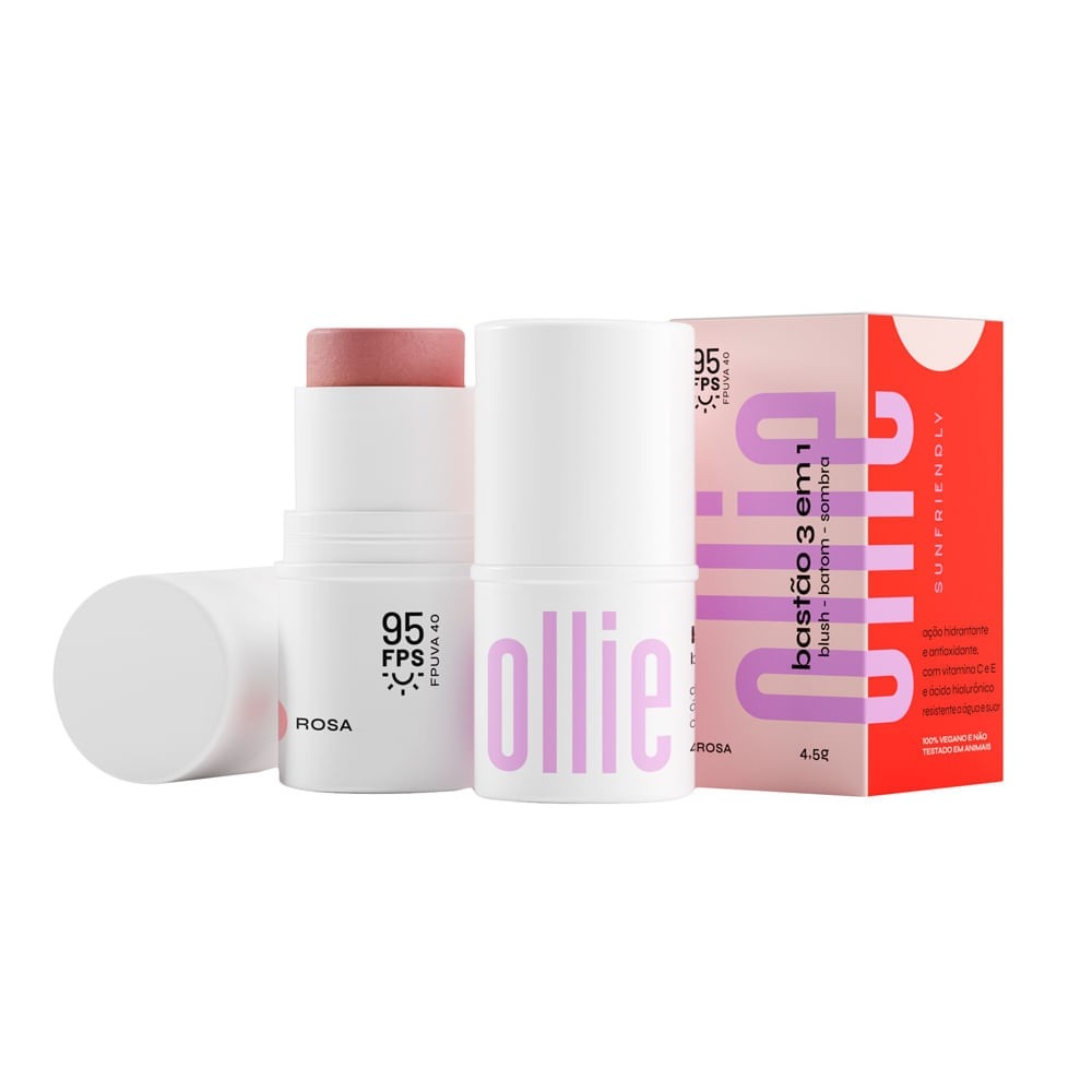 Ollie 3 em 1: Blush, Batom & Sombra FPS 95