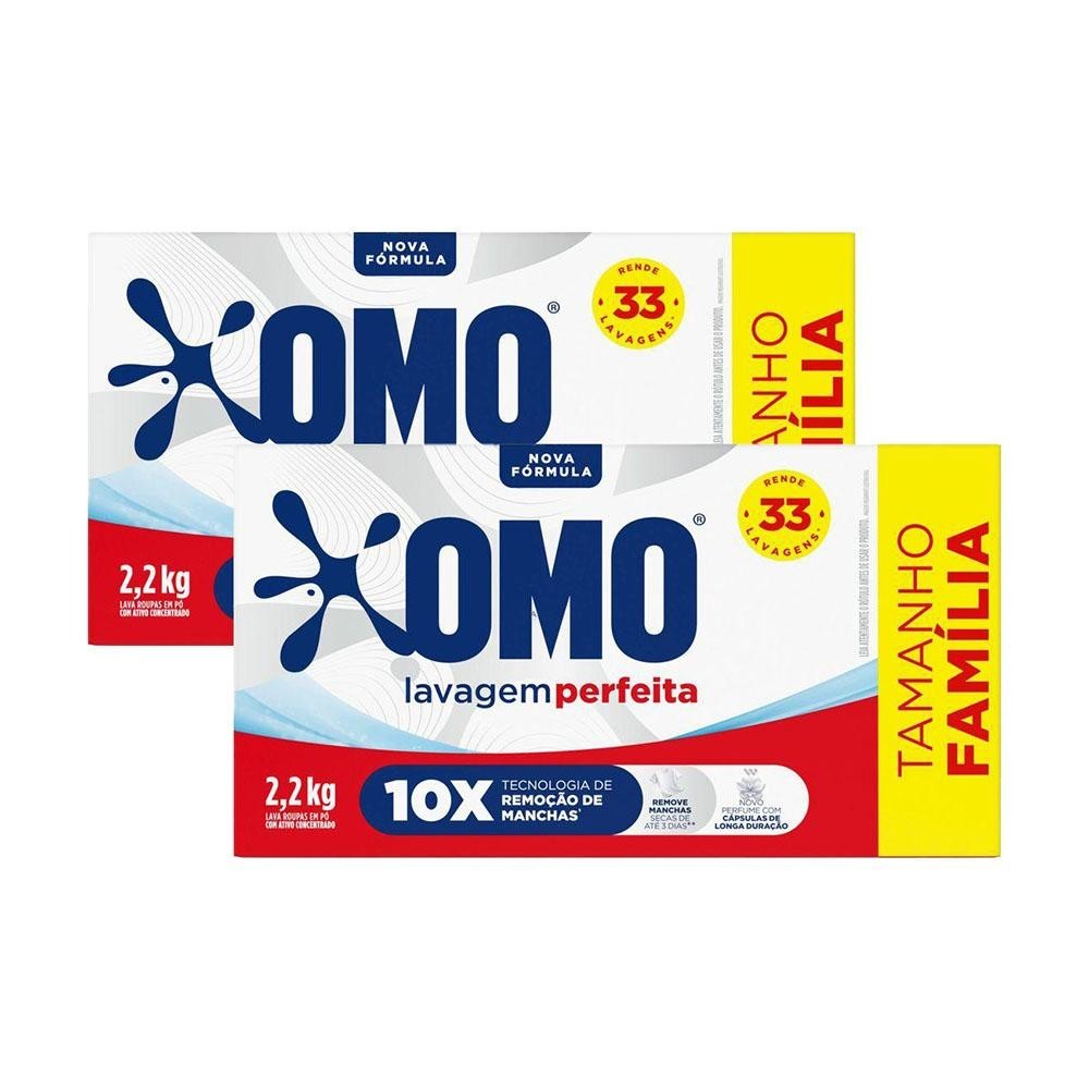 Omo Lavagem Perfeita: Kit 2x2,2kg 🧼