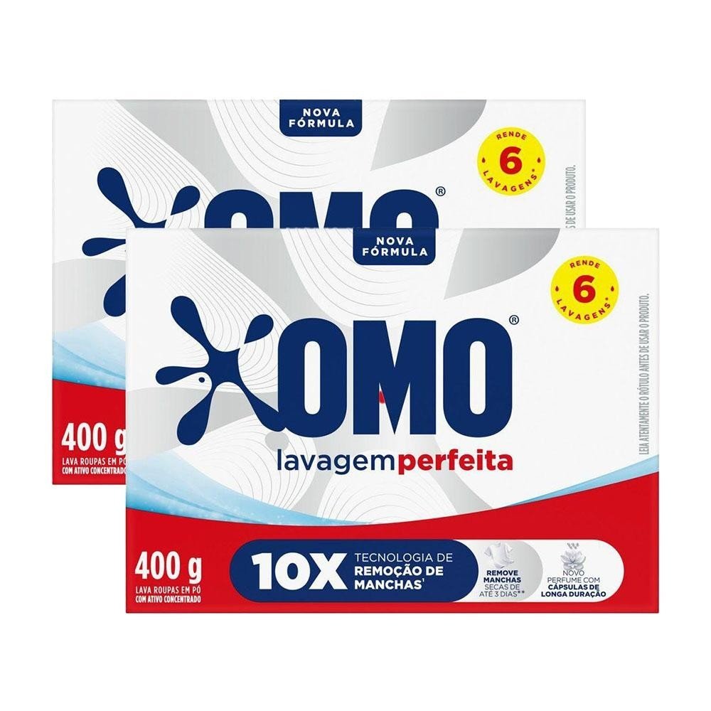 OMO Lavagem Perfeita: Kit com 2 Lava-Roupas 400g
