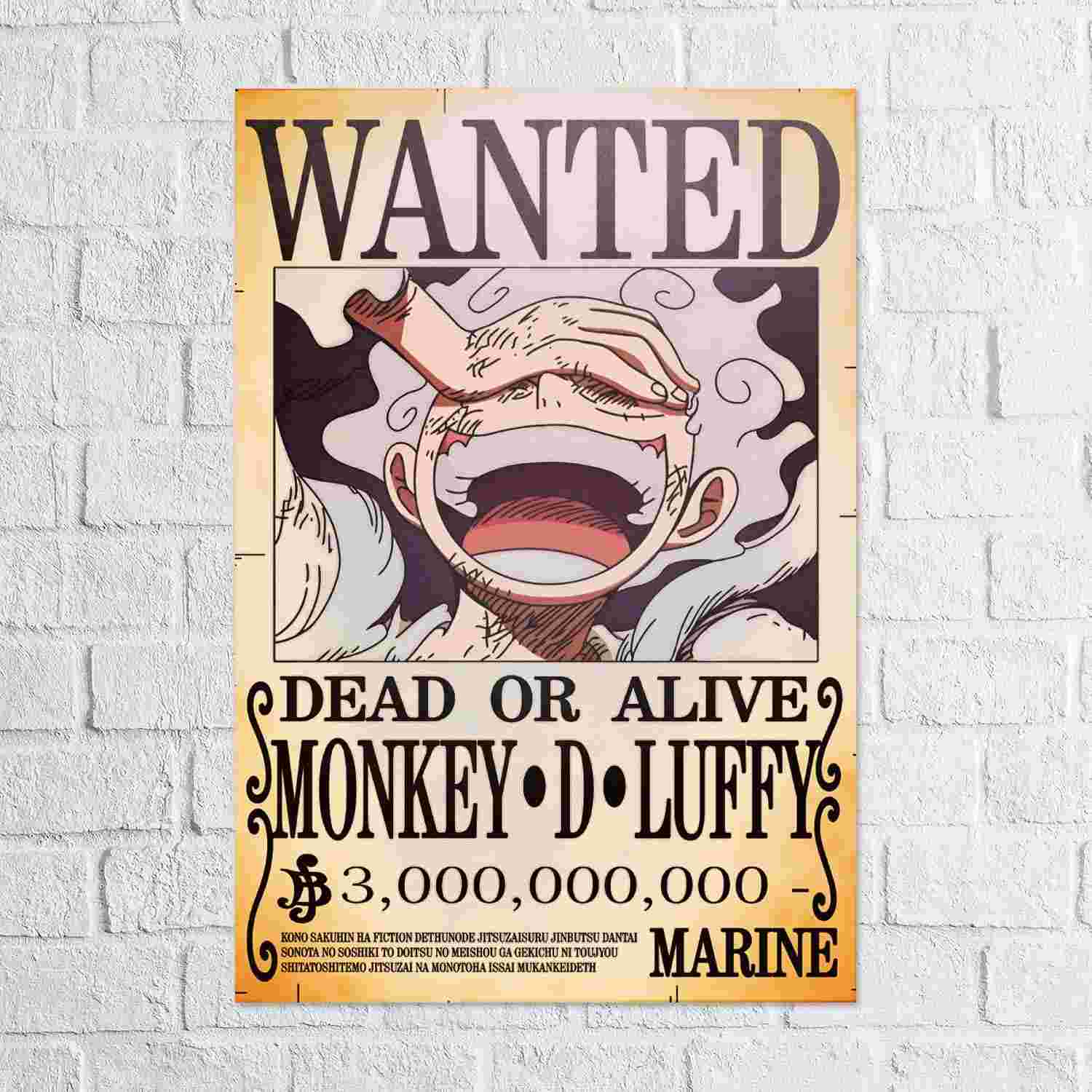One Piece - Wanted Yonko Luffy (MDF com Tecido Brilhoso) - Decore com Estilo o Rei dos Piratas
