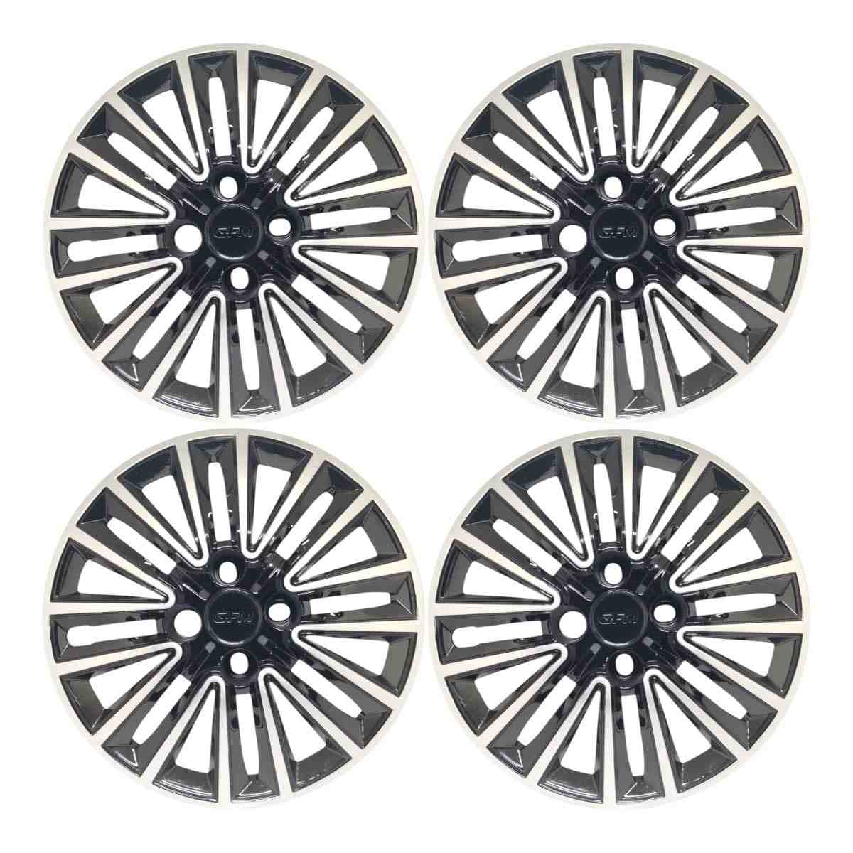 Kit 4 Calotas Esportivas Aro 15 Preto/Prata para Agile, Cobalt, Onix e Montana
