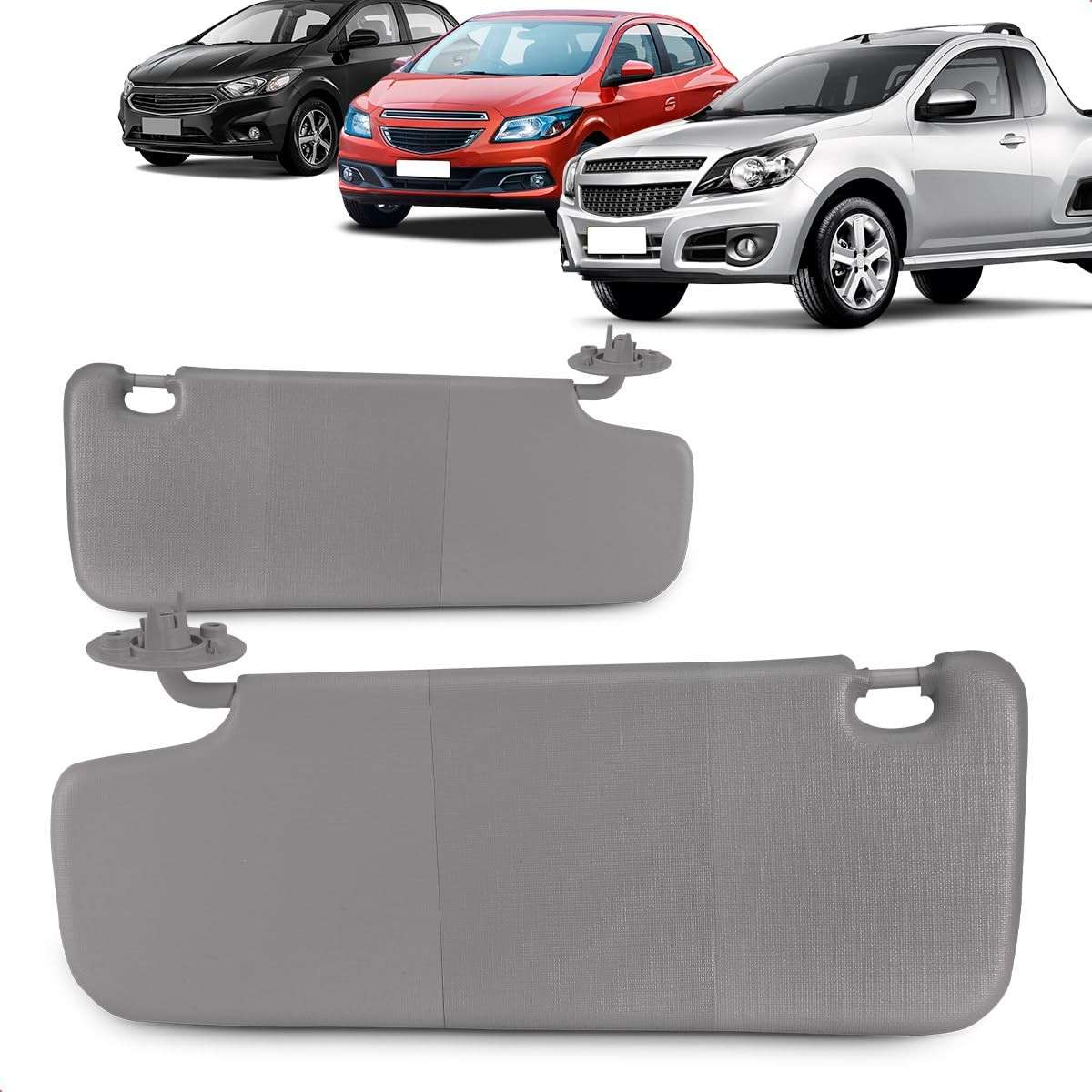 Quebra Sol Chevrolet Onix e Montana (2012-2021) - Cinza com Bolsa - Lado Passageiro