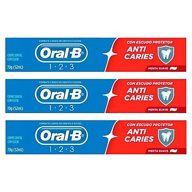 Oral-B 123: Kit com 3 Cremes Dentais Anticáries