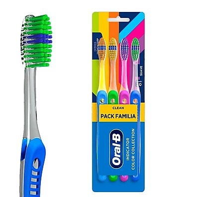 Oral-B Indicator Colors: Kit 4 Escovas Cerdas Macias