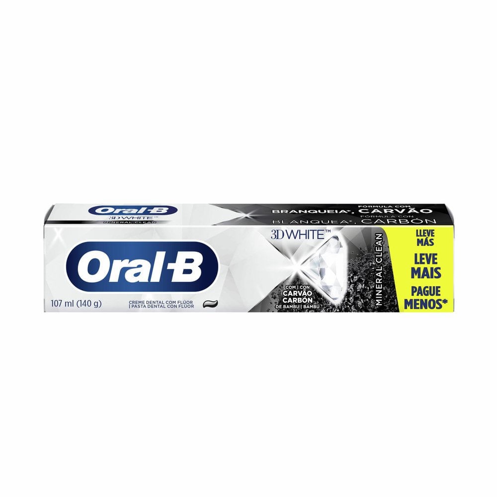 Oral-B Mineral Clean Carvão: Dentes Brancos + Proteção