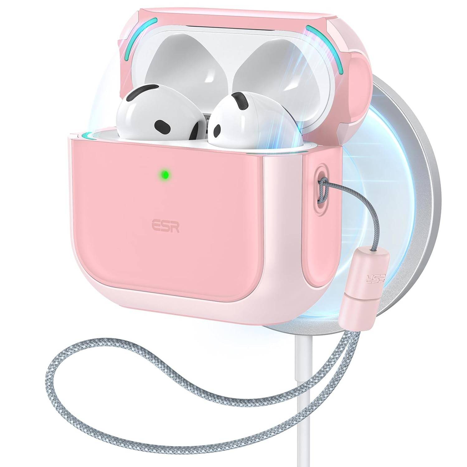 ESR Capa Orbit para AirPods 4 (2024) Rosa: MagSafe, Proteção Total e Trava Magnética