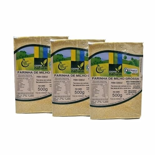Kit 3X: Farinha de Milho Grossa (Para Cuscuz) Orgânica Coopernatural 500g