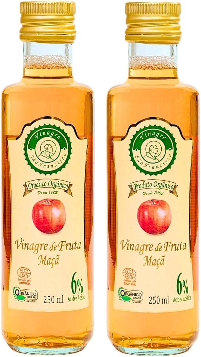 Kit 2 Vinagre De Maçã Orgânico Acidez 6% São Francisco 250 ml