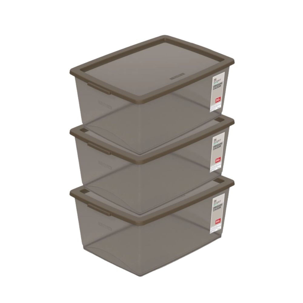 Organização My Closet: Kit 3 Caixas 30L Camurça