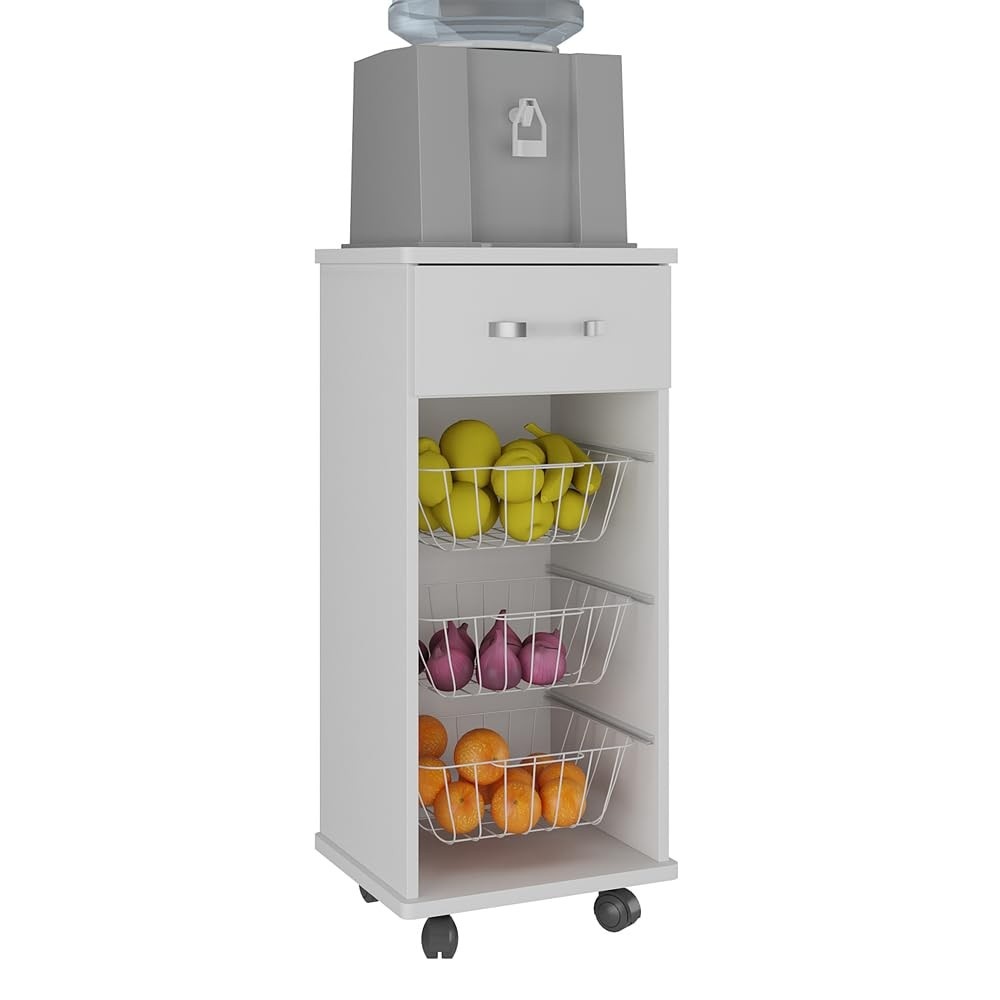 Fruteira Top 1330 Ilan Branca - Design Moderno com Rodas para Cozinha Organizada