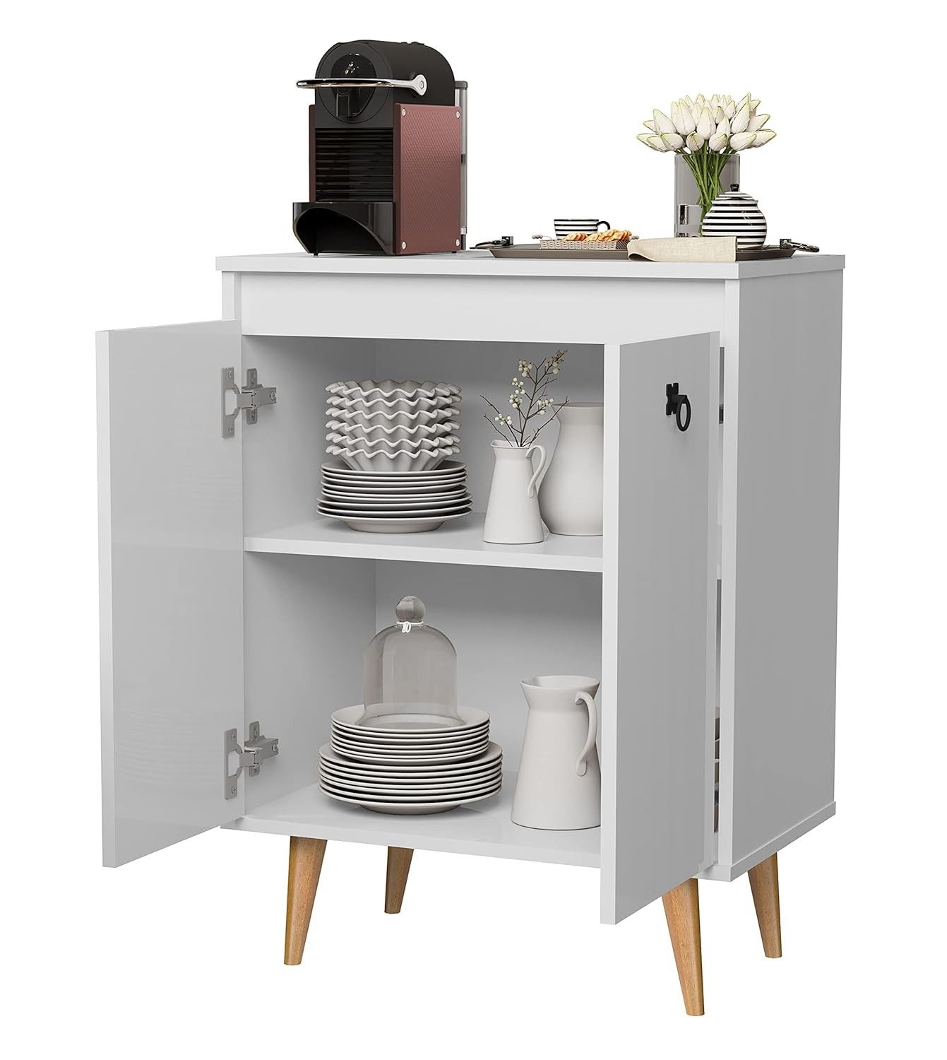 Aparador Buffet 2 Portas - Cantinho do Café Moderno | Organizador Versátil para Sala e Cozinha