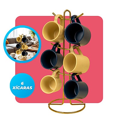 Organizador de Canecas Dourado: Elegância e Praticidade
