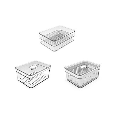 Organizador de Geladeira: Kit 3 Peças Clear Fresh 2,2L