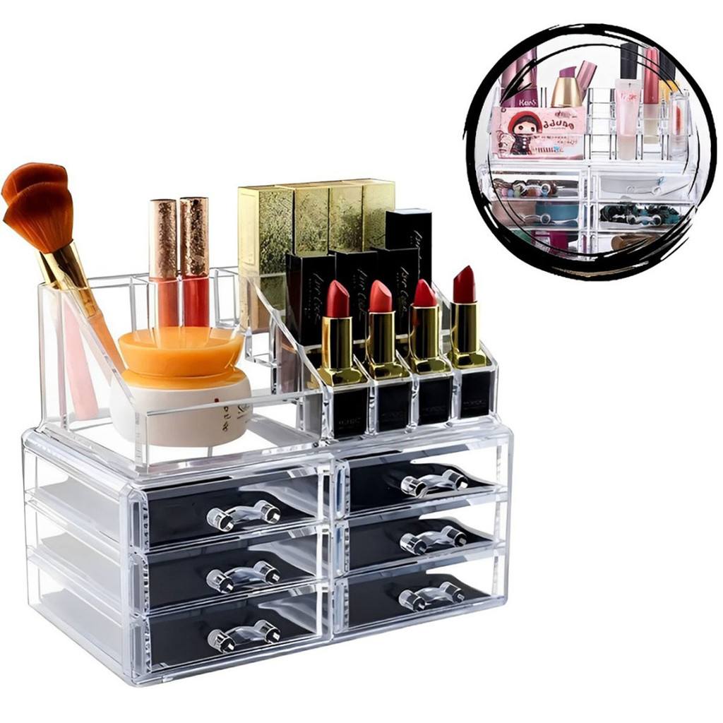 Organizador de Maquiagem Acrílico: 6 Gavetas!