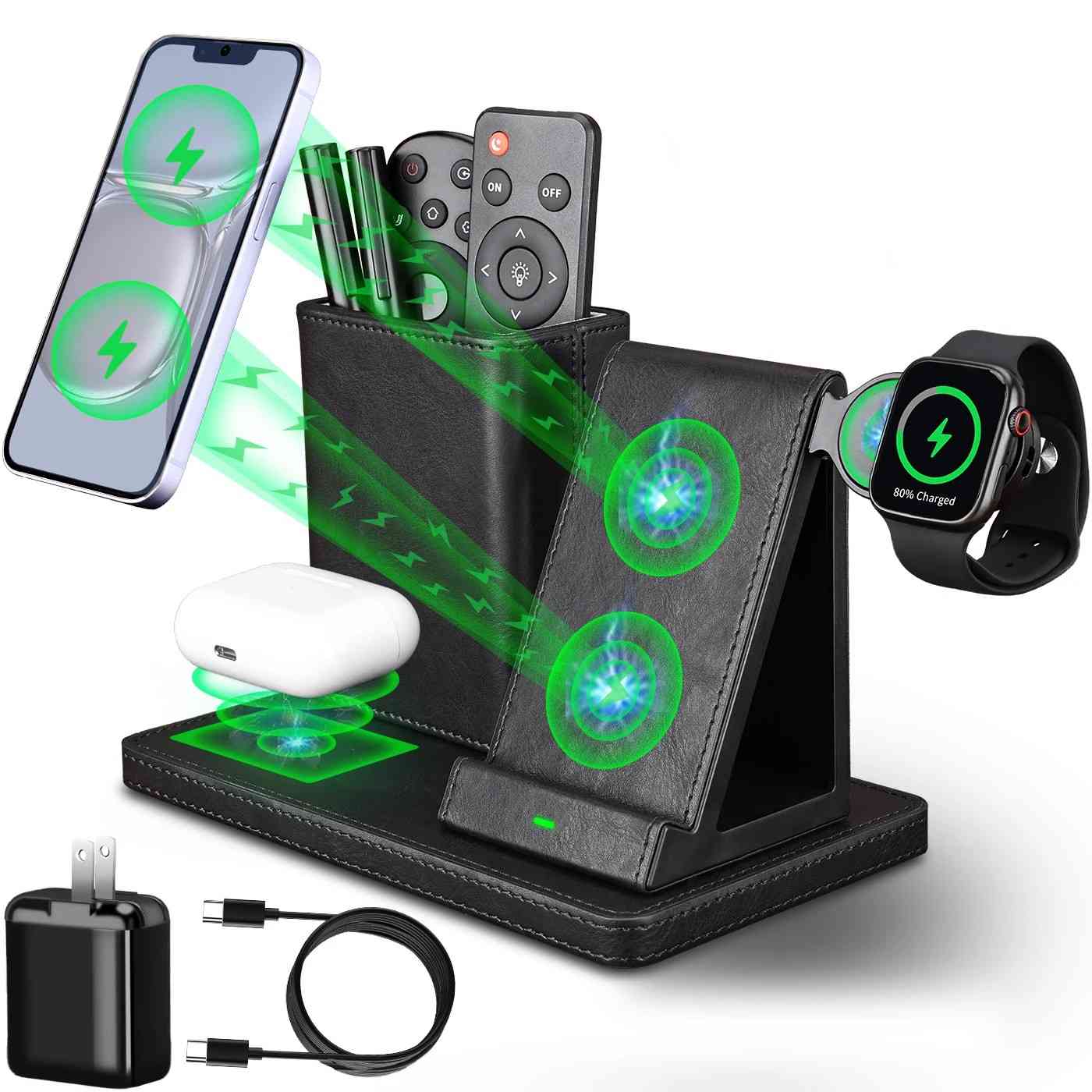 Organizador de Mesa 3 em 1 com Carregador Wireless