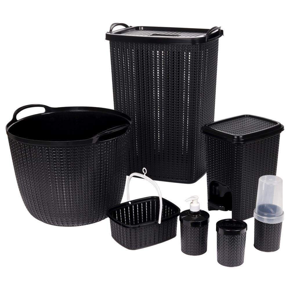 Organize com Estilo: Conjunto Banheiro & Lavanderia Trama Preto