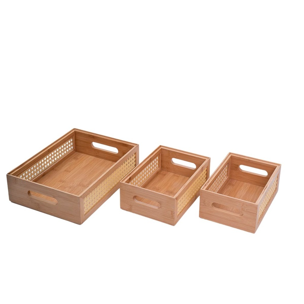 Organize com Estilo: Kit 3 Caixas de Bambu Oikos