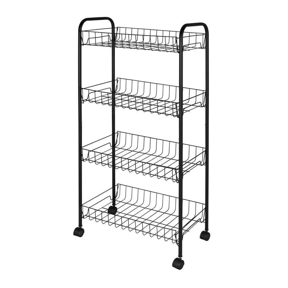 Fruteira com Rodas 4 Andares Preta - Organize com Estilo e Praticidade