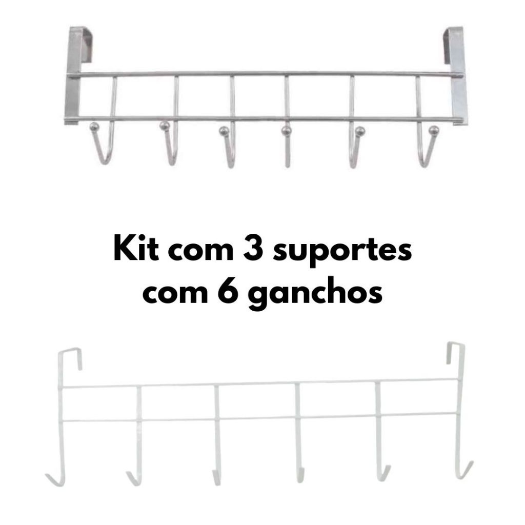 Organize Tudo: Kit 3 Suportes com 6 Ganchos!