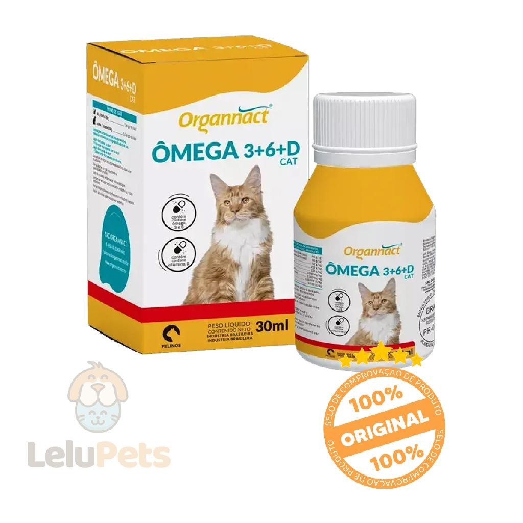 Organnact Ômega 3+6+D Cat: Saúde e Brilho para seu Gato!