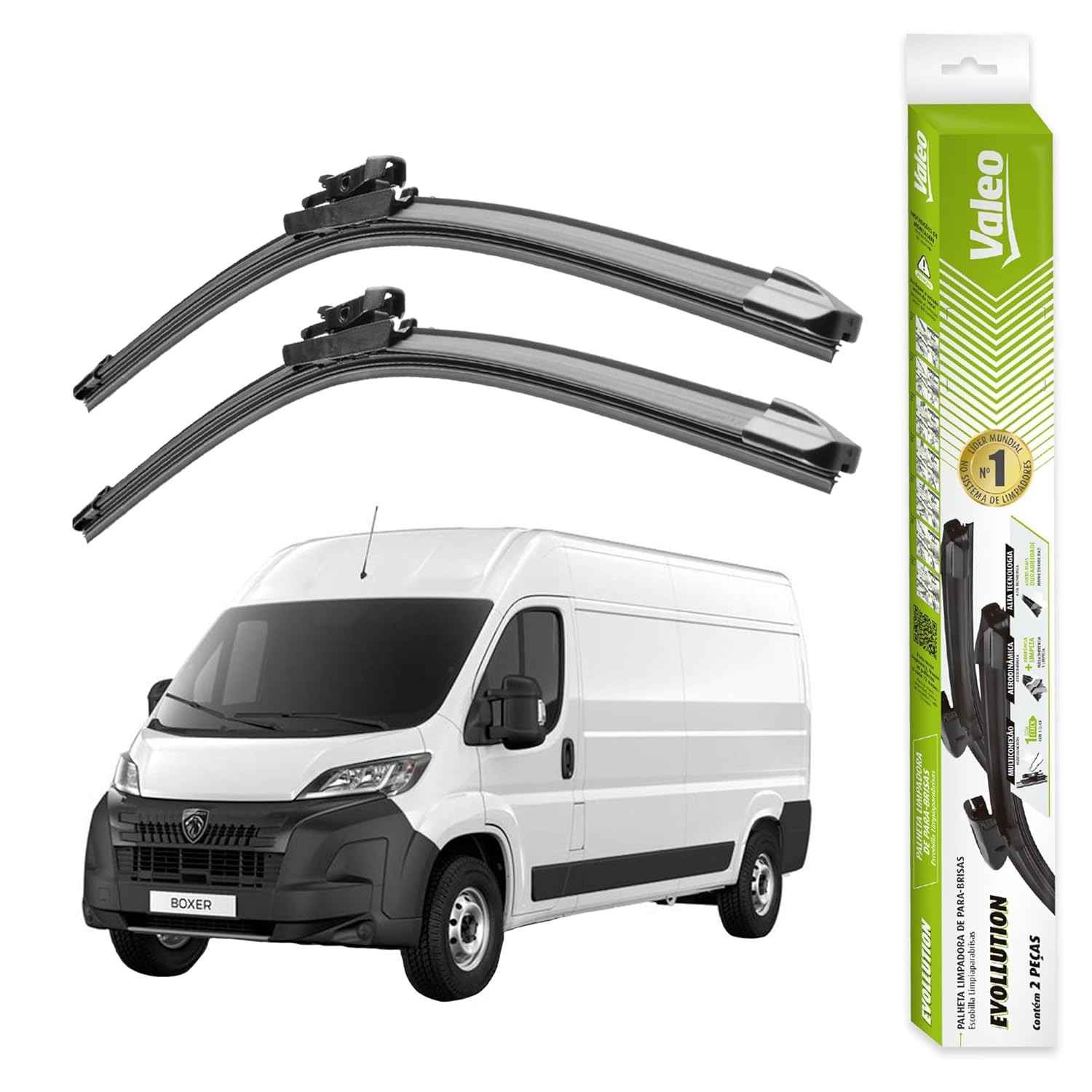Par de Palhetas Limpador Parabrisa Valeo Evollution Original Peugeot Boxer (2019-2024)