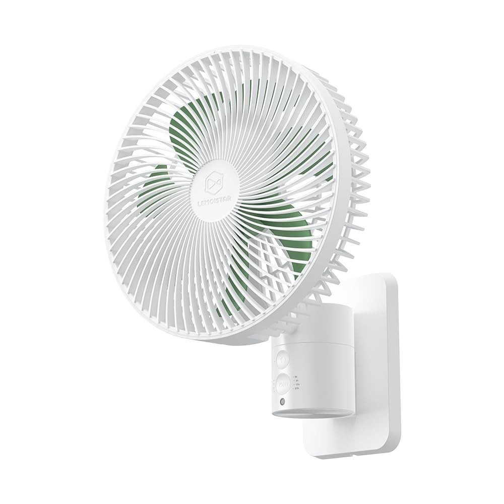 Ventilador de Parede 8" LEMOISTAR com Controle Remoto, Oscilação 90°, 4 Velocidades, Temporizador e Inclinação Ajustável - Ideal para Casa e Escritório