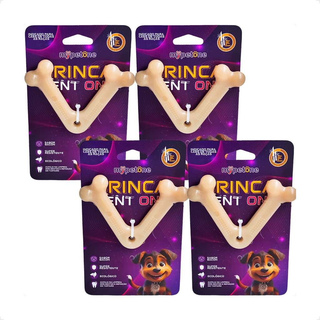 Osso de Bambu para Cães: 4 Unidades Sabor Bacon!