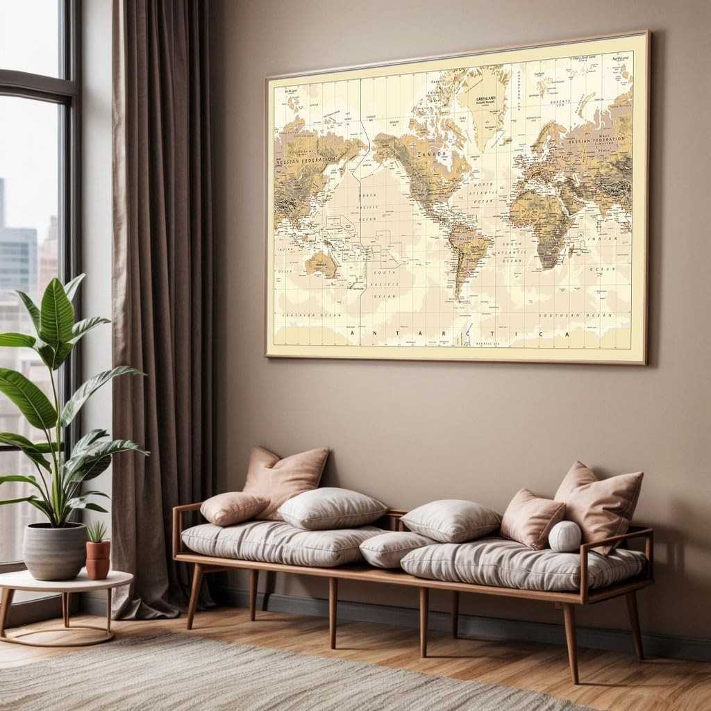 Quadro Mapa Mundi 40x60cm: Decore Sua Sala ou Quarto com Estilo Global