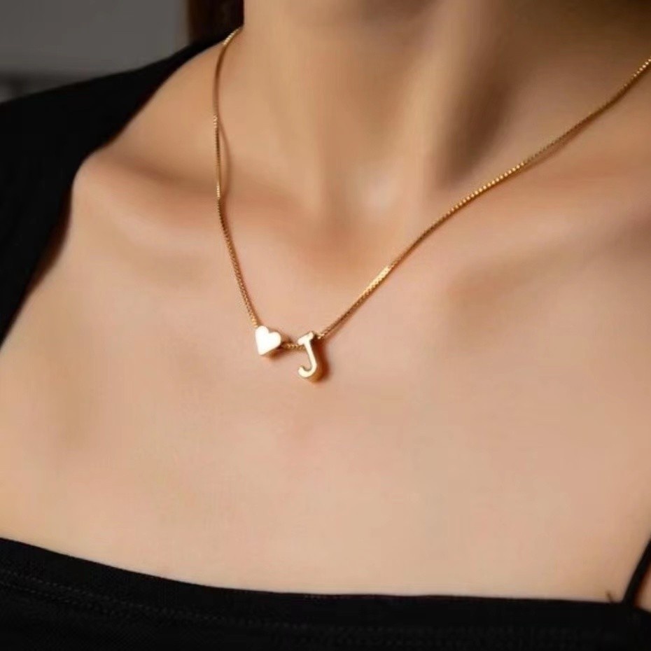 Choker com Letra e Coração Banhado a Ouro