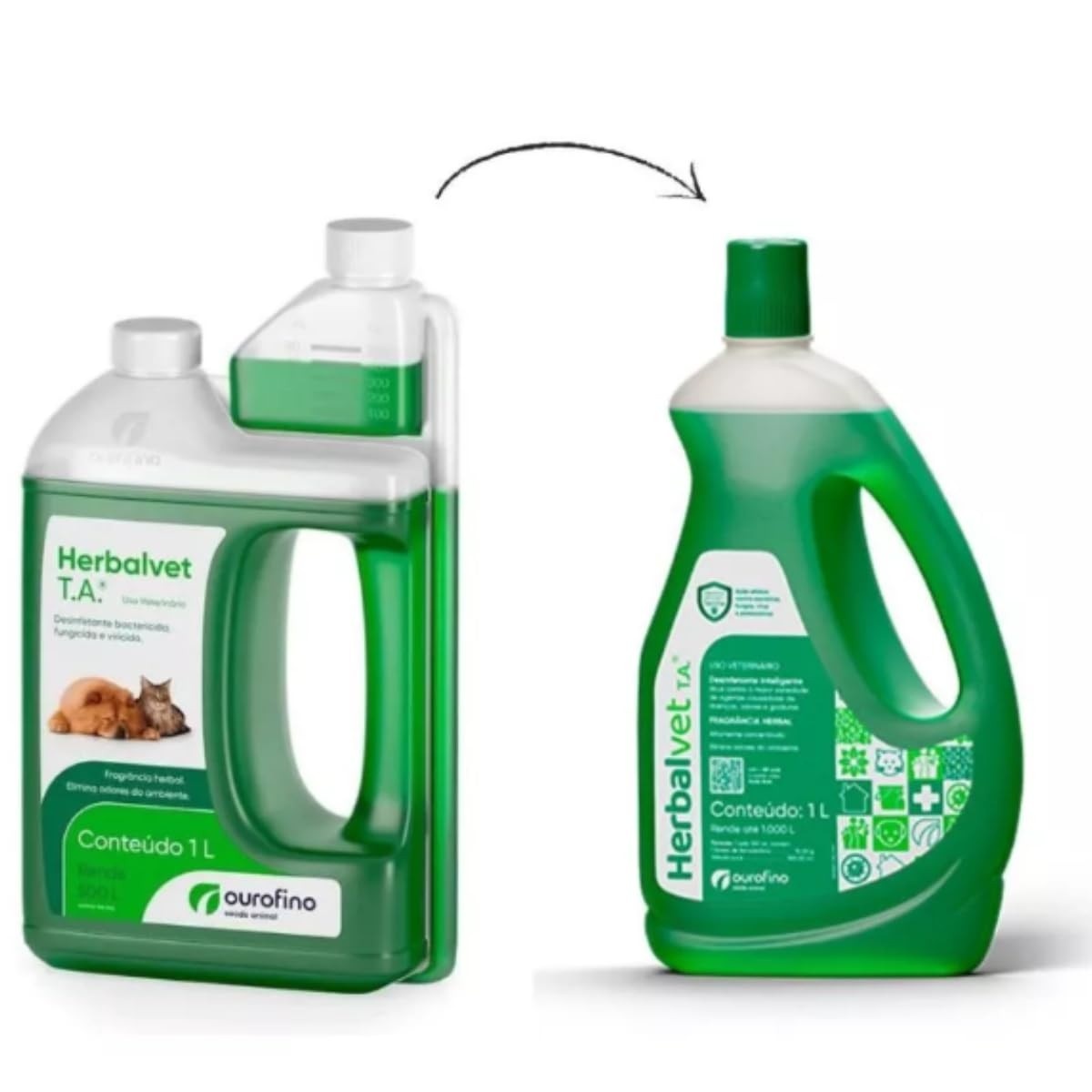 Herbalvet Desinfetante Ourofino T.A. 1L - 2 Unidades - Limpeza Profunda e Segura para Ambientes