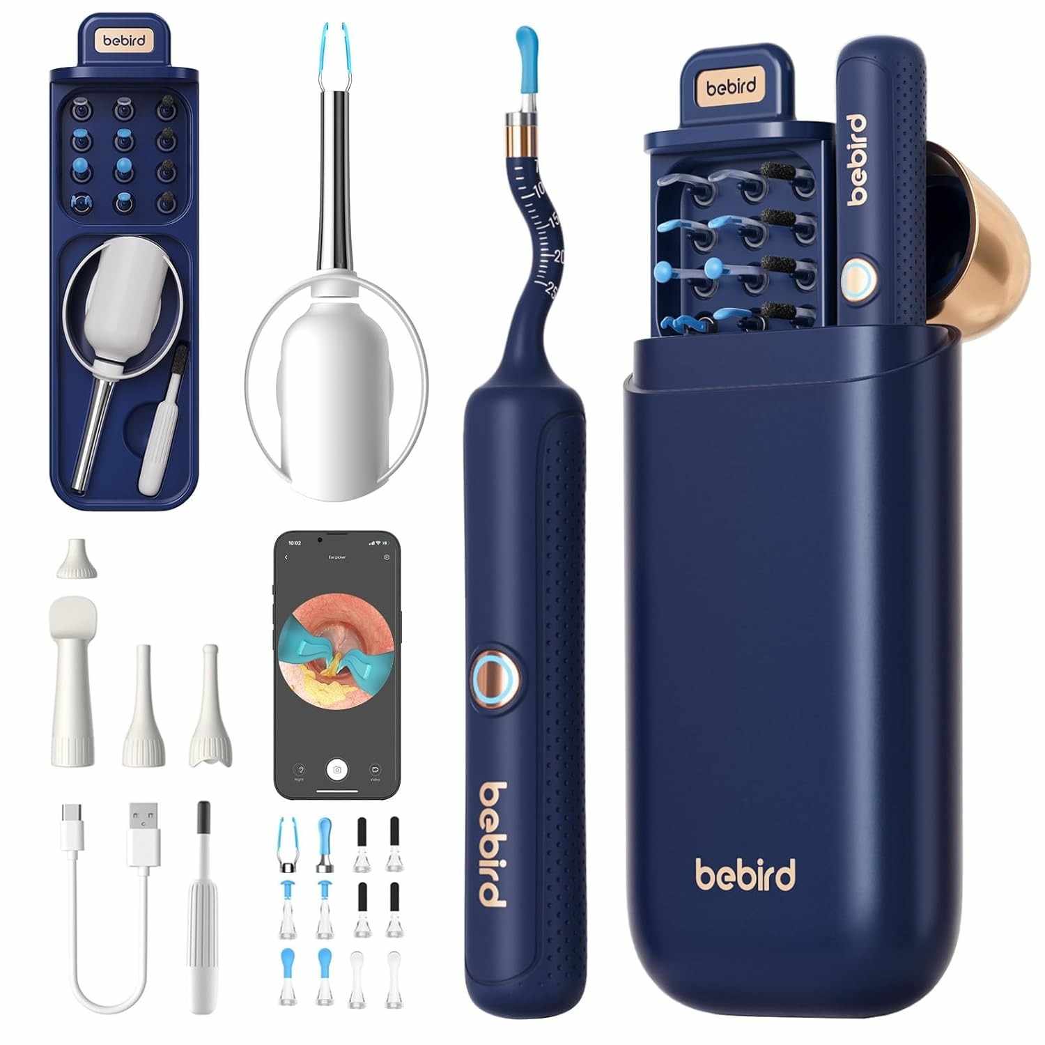 Bebird Earsight Plus R37R - Kit de Limpeza de Ouvido com Câmera HD e Pinça Sem Fio
