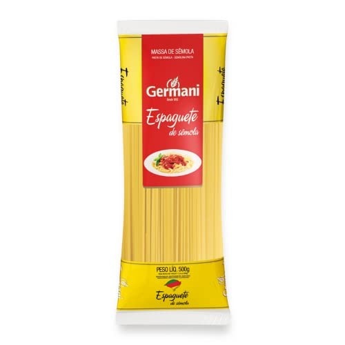 Macarrão Espaguete Sem Ovos Germani 500G, Germani Alimentos, Massa Espaguete De Sêmola Sem Ovos Pasta Spaghetti Senza Uova, Amarelo, Melhor Sabor Da Massa Mais Tradicional, Receita Caseira Desde 1892