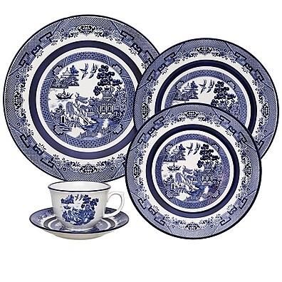 Oxford Flamingo Blue Willow: Jantar Completo 30 Peças
