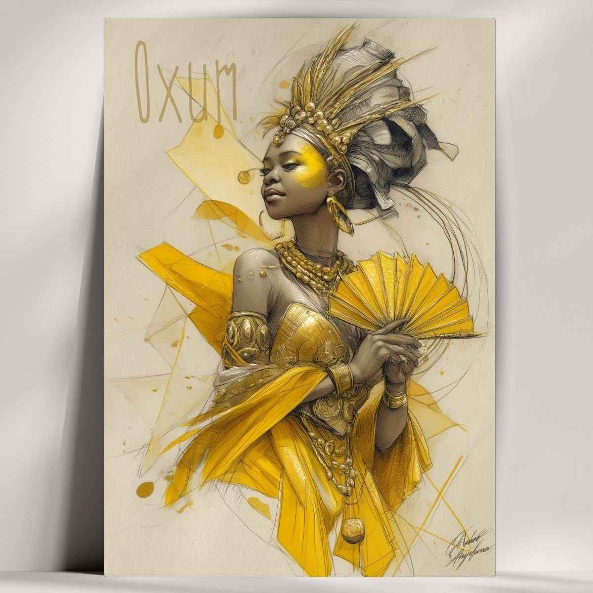 Quadro Decorativo dos Orixás - Oxum, Oxóssi, Ogum - Arte Sagrada para Umbanda e Candomblé (20x14cm)