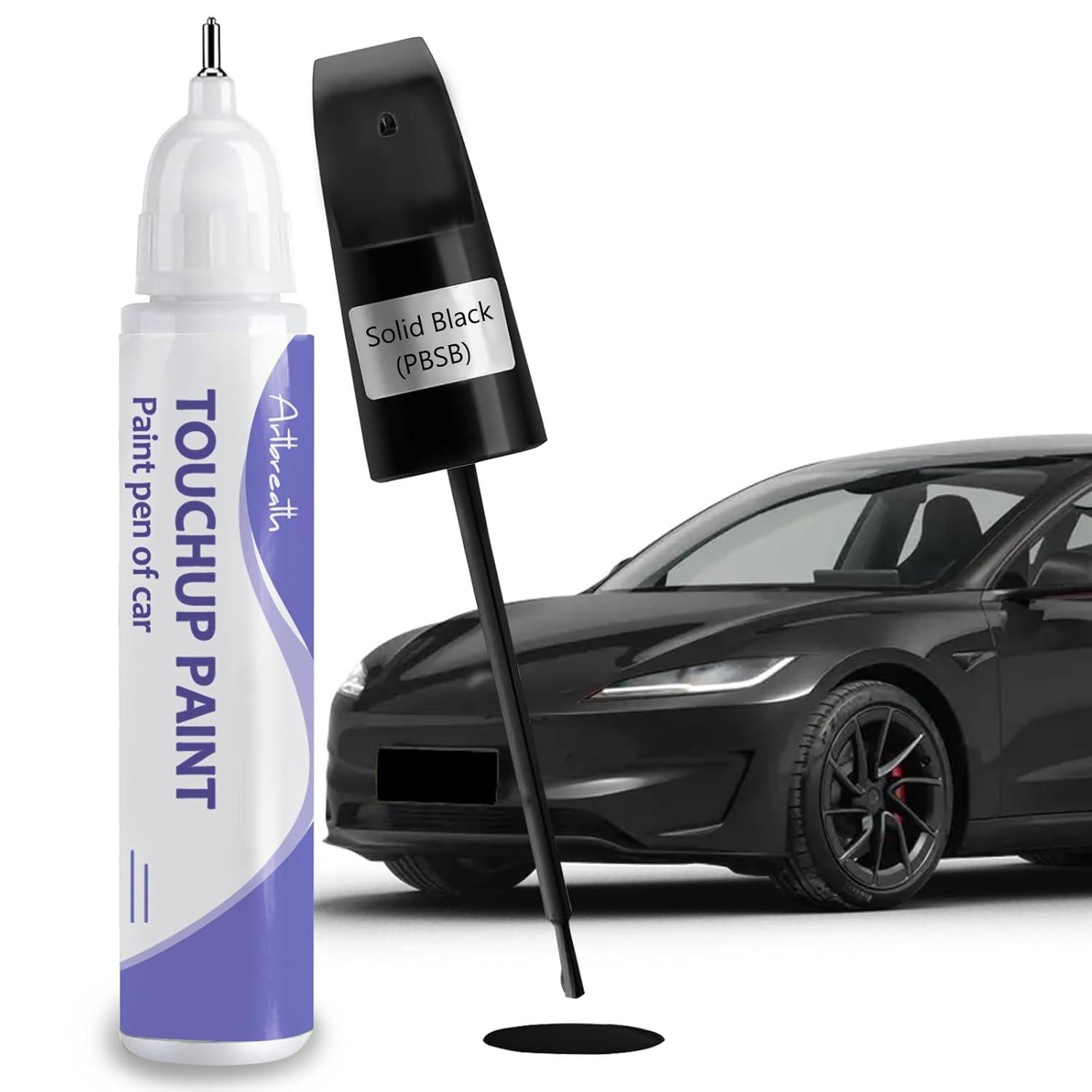 Tinta de Reparo para Arranhões Tesla - 0.4 Fl Oz - Caneta de Pintura Preta Acrílica para Model Y/3/X/S
