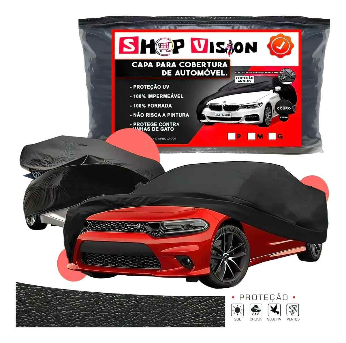 Capa de Carro Couro Ecológico Impermeável Proteção UV Grossa Reforçada (P)