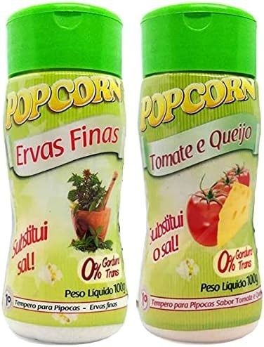 Temperos P/ Pipoca Popcorn Cx 12 Frascos. 6 Ervas Finas - 6 Tomate e Queijo