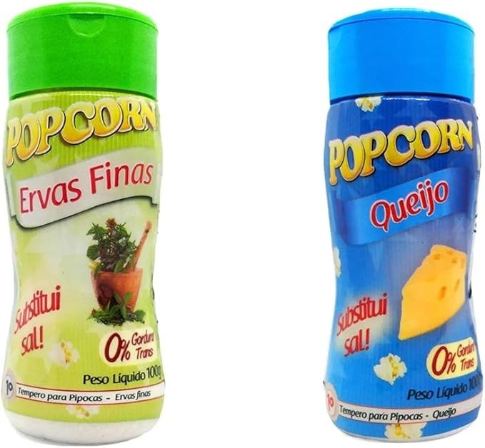 Temperos P/ Pipoca Popcorn Cx 12 Frascos. 6 Ervas Finas - 6 Queijo
