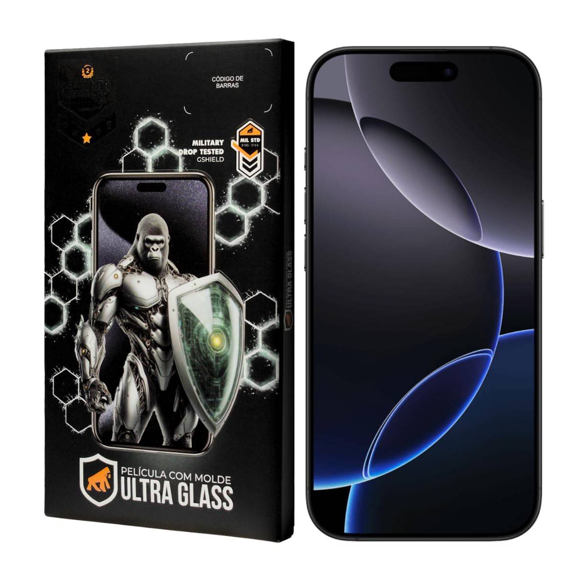 Gshield Película Vidro Ionizado Anti-Reflexo Anti Impacto P/ iPhone 16 Pro Max - Tela Toda 100% Sensibilidade