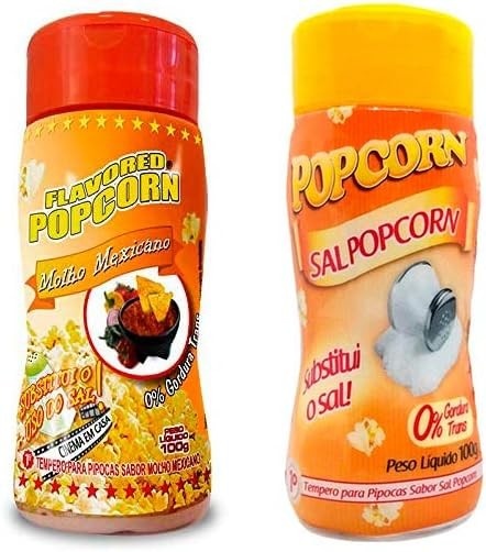 Temperos P/ Pipoca Popcorn Cx 12 Frascos. 6 Molho Mexicano - 6 Sal Popcorn