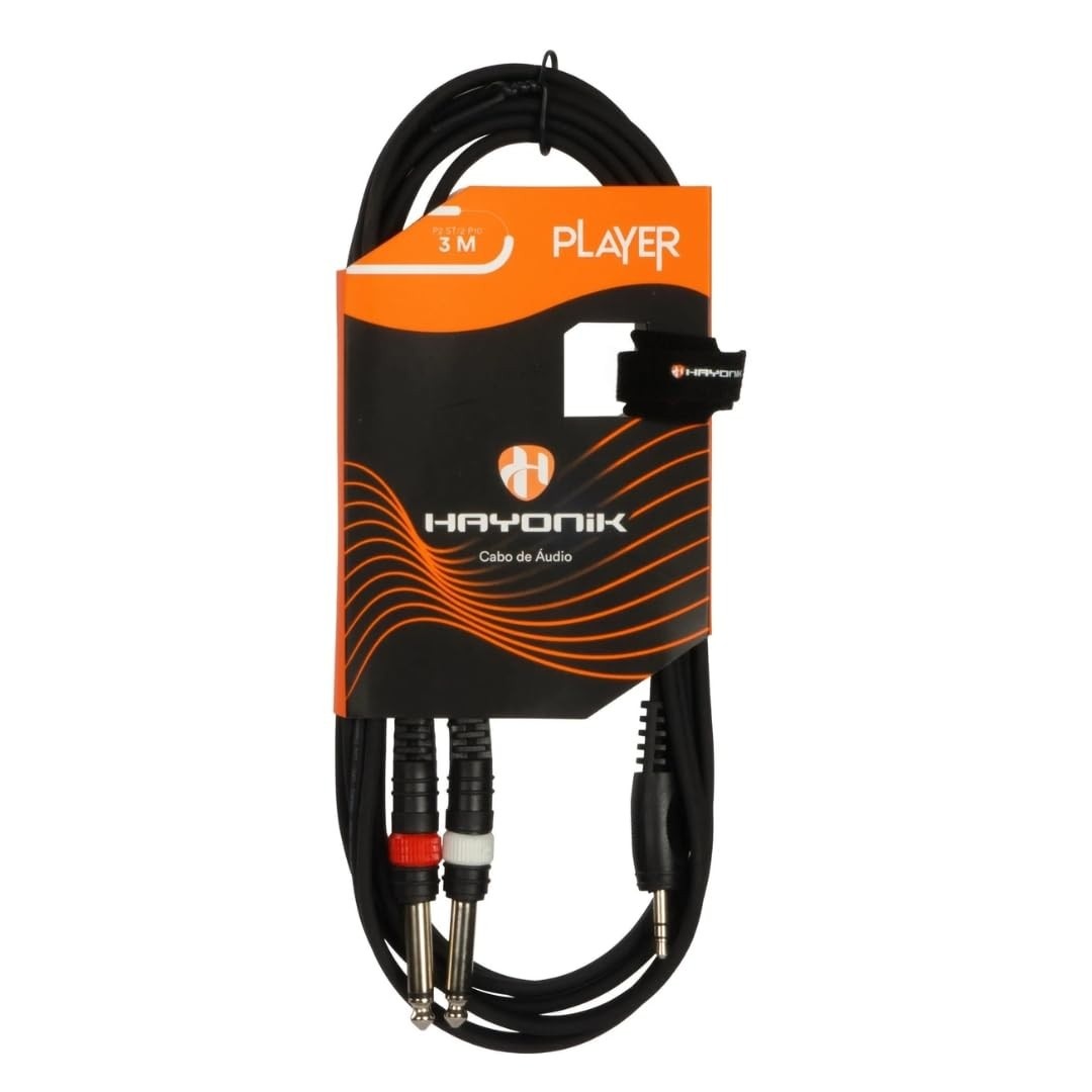Cabo P2 Estéreo para 2 P10 Mono Hayonik 3M: Conexão Profissional e Versátil