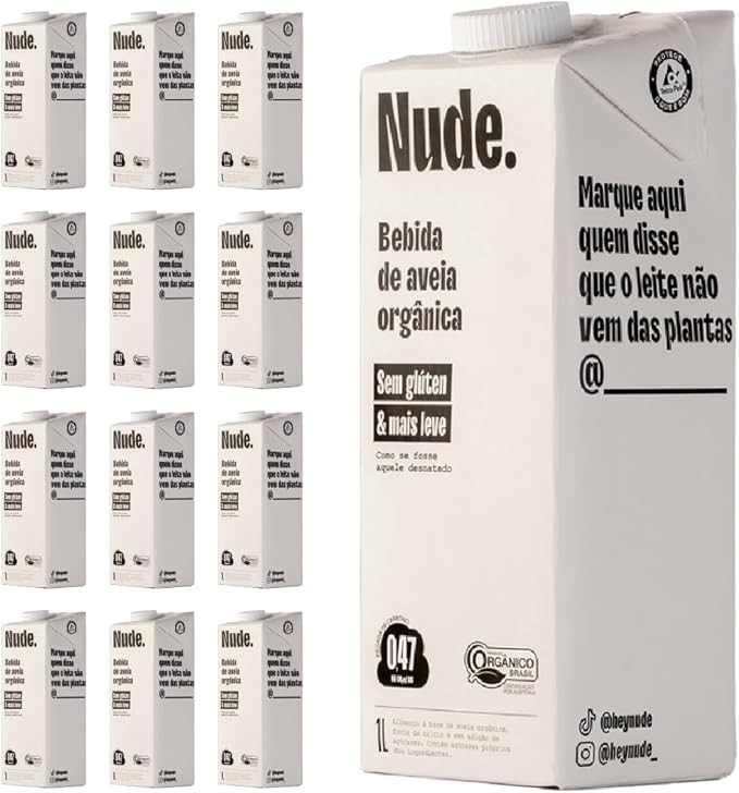 Pack Nude Leite de Aveia Original Orgânico 1L - Caixa 12 Unidades