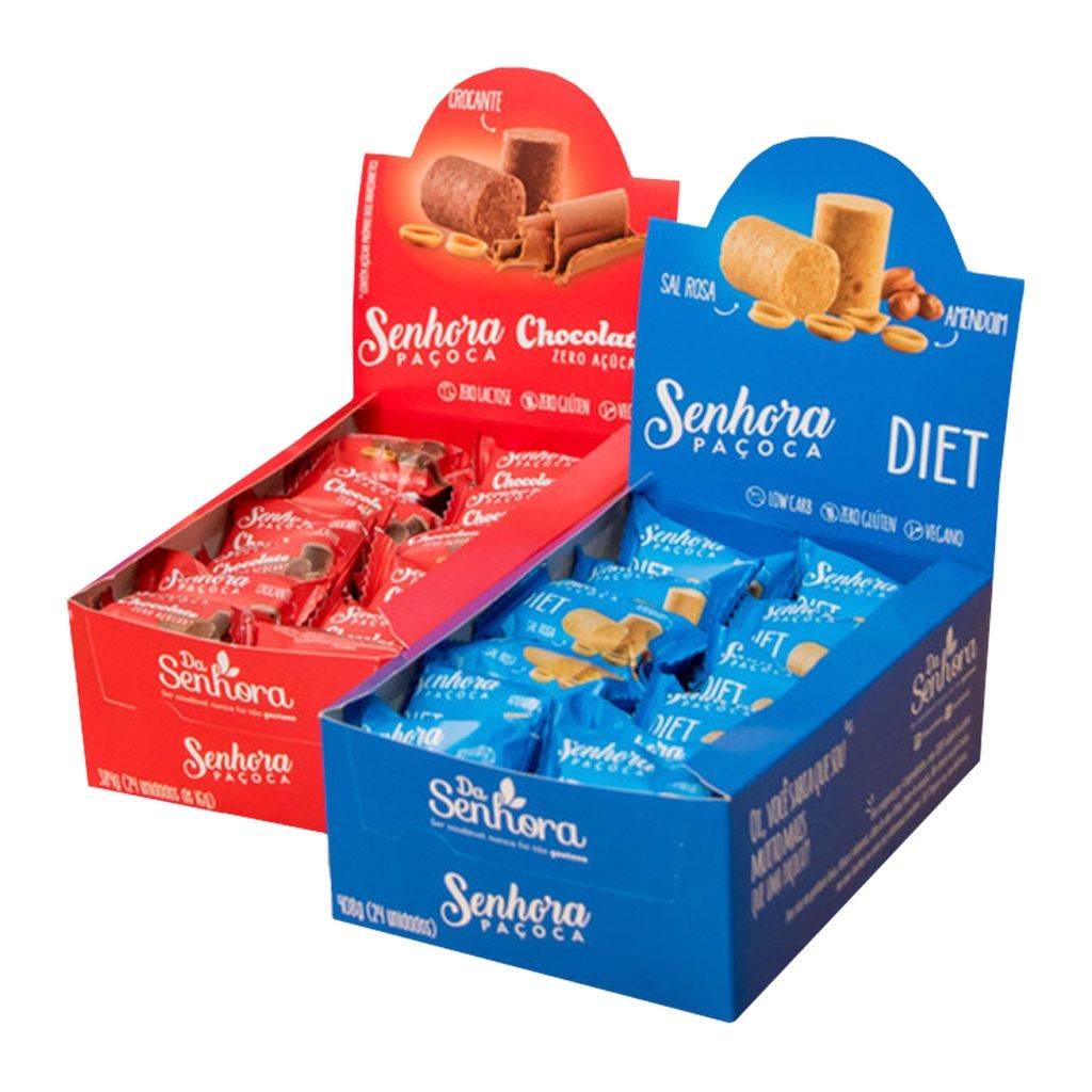 Paçoca Diet e Zero Açúcar: Kit 48 Unidades!