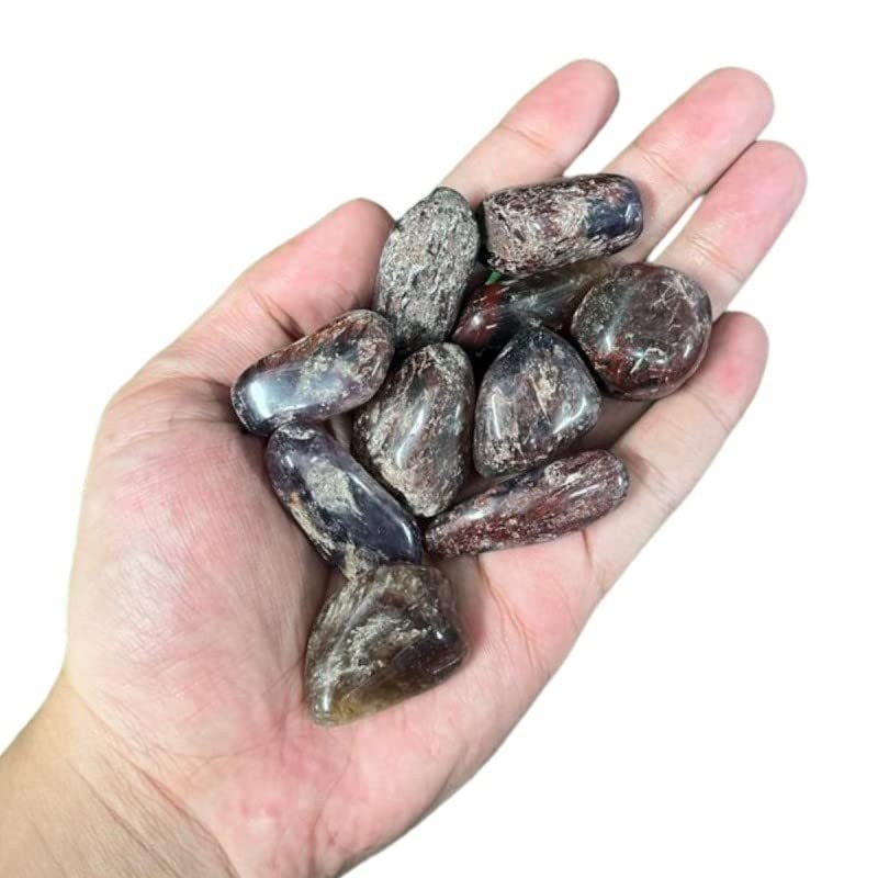 Pedra Rolada Polida Granada Vermelha - Pacote 200g para Decoração e Cura Energética