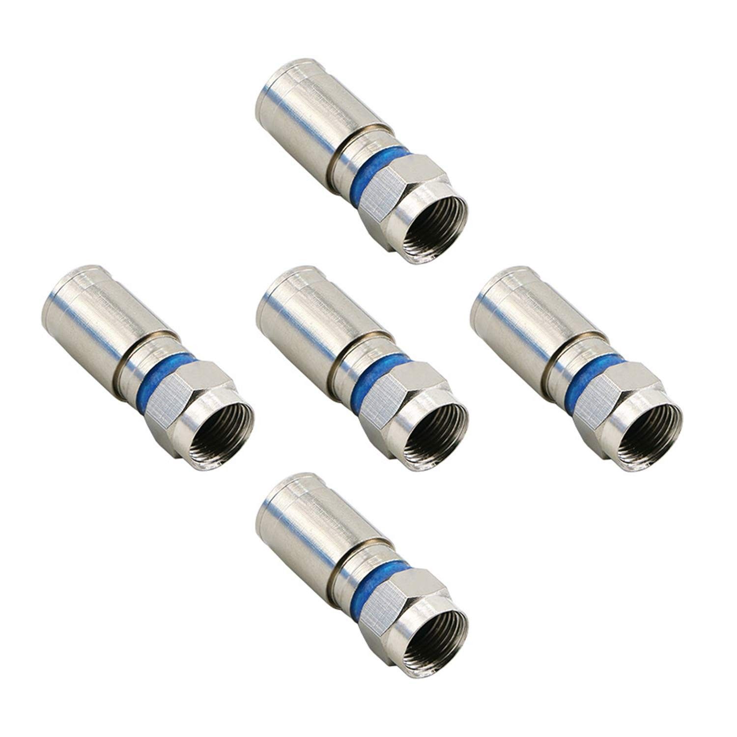 PASOW Conector Coaxial RG6 F: Conexão Segura e de Alta Performance para sua TV e Cabo (Pacote com 5)