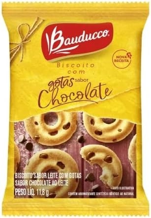 Biscoito Leite Gotas de Chocolate Bauducco Sachê - Pacote 80 Unidades